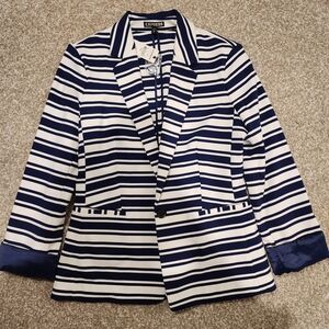 Express Women's Navy and White Striped Blazer